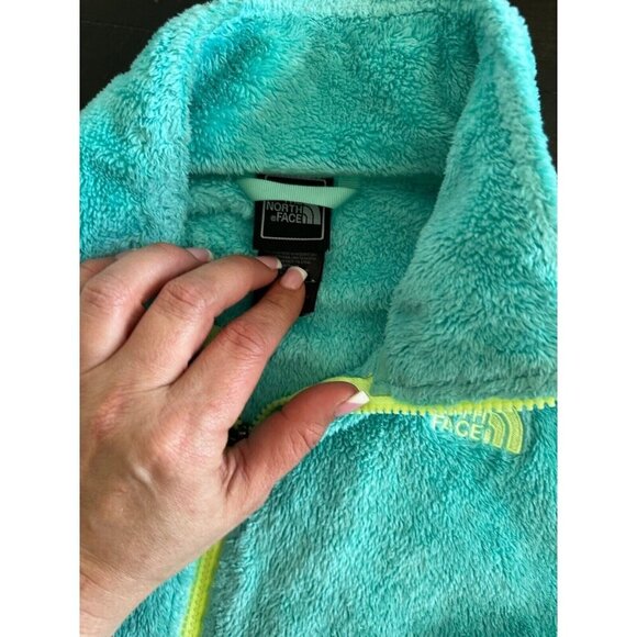The North Face Girls Fleece Jacket Aqua/Lime Green Size Xl 18 - Picture 2 of 4